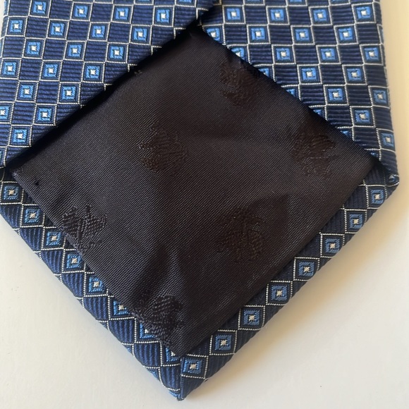 Brook Brothers Basics Blue & White Pure Silk Tie - Picture 3 of 4